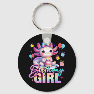 Verjaardagsmeisje Schattige Axolotl Verjaardagsfee Sleutelhanger