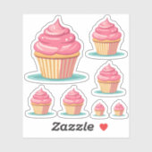 Verjaardagsmeisje Schattige roze cupcakes Sticker (Vel)