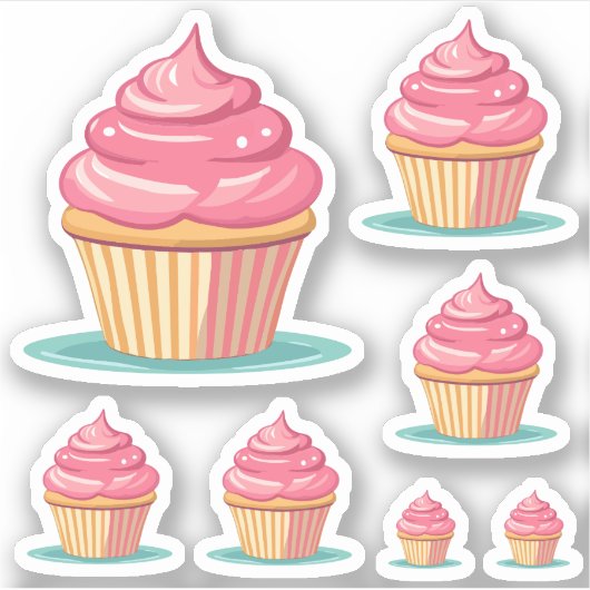 Verjaardagsmeisje Schattige roze cupcakes Sticker (Voorkant)