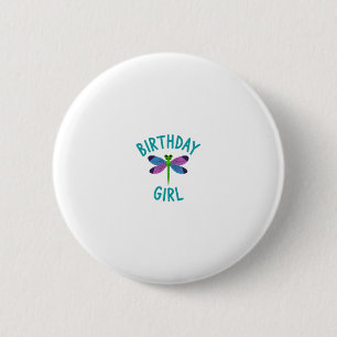 Verjaardagsmeisje shirt Libelle verjaardagsfeest t Ronde Button 5,7 Cm