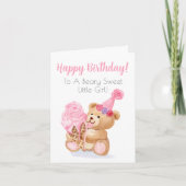 Verjaardagsmeisje Teddy Beer Ijs Kaart (Voorkant)