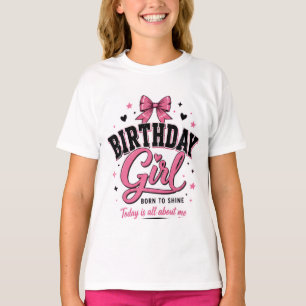 Verjaardagsmeisje tiener T-shirt met roze strik gr