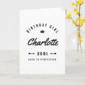 Verjaardagsmeisje tot in de perfectie nostalgisch kaart (Gele Bloem)