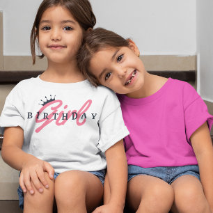 Verjaardagsmeisje typografie & kroon, Eenvoudig, M T-shirt