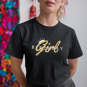 Verjaardagsmeisje typografie & kroon, Eenvoudig, M Tri-Blend Shirt