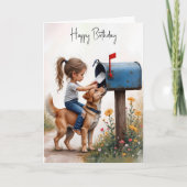 Verjaardagsmeisje verstuurt een kaart (Voorkant)