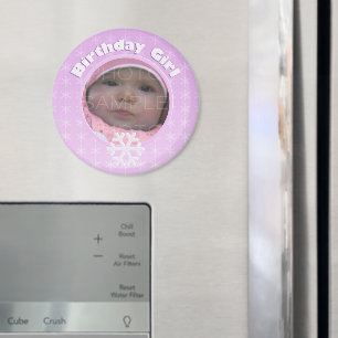 Verjaardagsmeisje Winter Onederland Roze aangepast Magneet