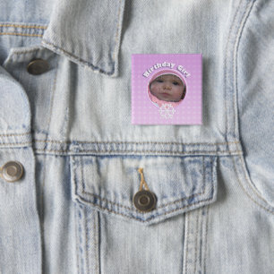 Verjaardagsmeisje Winter Onederland Roze aangepast Vierkante Button 5,1 Cm