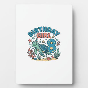 Verjaardagsmeisje Zeeschildpad 8e Verjaardag Shirt Fotoplaat