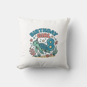 Verjaardagsmeisje Zeeschildpad 8e Verjaardag Shirt Kussen