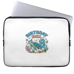 Verjaardagsmeisje Zeeschildpad 8e Verjaardag Shirt Laptop Sleeve
