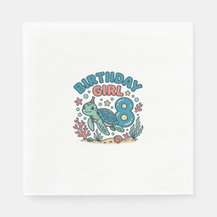 Verjaardagsmeisje Zeeschildpad 8e Verjaardag Shirt Servet