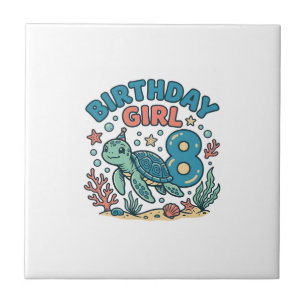 Verjaardagsmeisje Zeeschildpad 8e Verjaardag Shirt Tegeltje