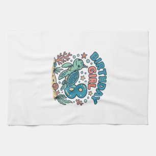 Verjaardagsmeisje Zeeschildpad 8e Verjaardag Shirt Theedoek