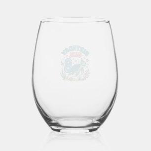 Verjaardagsmeisje Zeeschildpad 8e Verjaardag Shirt Wijnglas Zonder Voet