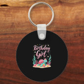 Verjaardagsmeisje Zeeschildpad Thema Verjaardagsfe Sleutelhanger (Voorkant)