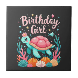 Verjaardagsmeisje Zeeschildpad Thema Verjaardagsfe Tegeltje