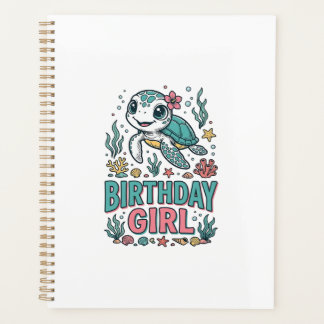 Verjaardagsmeisje Zeeschildpad Vintage Gravure Shi Planner