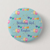 Verjaardagsmeisjes  Ballonnen en Stippen   Ronde Button 5,7 Cm (Voorkant)