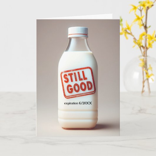 Verjaardagsmelkfles met houdbaarheidsdatum kaart (Gele Bloem)