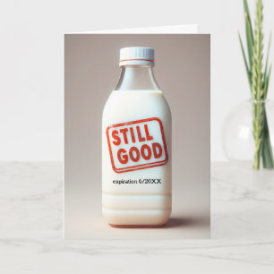 Verjaardagsmelkfles met houdbaarheidsdatum kaart