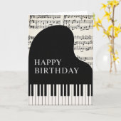 Verjaardagsmelodie Piano Kaart (Gele Bloem)