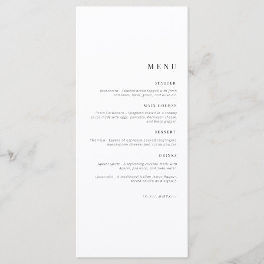 verjaardagsmenu | Celebration menu | (Voorkant)