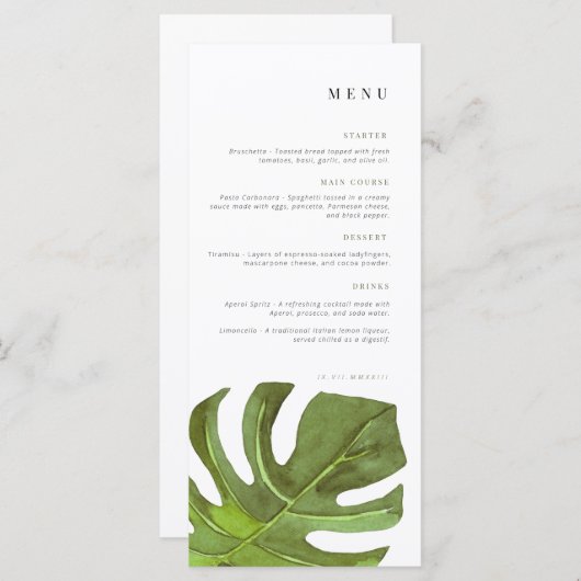 verjaardagsmenu | Celebration menu | Blad (Voorkant / Achterkant)