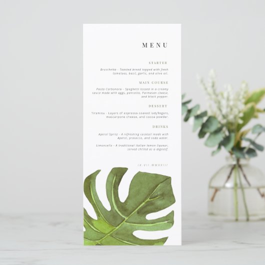 verjaardagsmenu | Celebration menu | Blad (Staand voorkant)