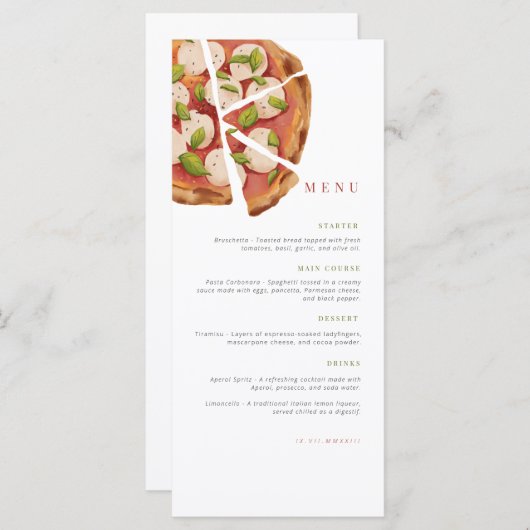 verjaardagsmenu | Celebration menu | Pizzafeest (Voorkant / Achterkant)