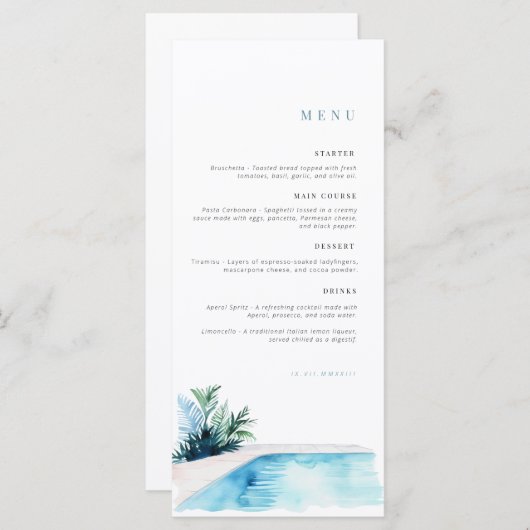 verjaardagsmenu | Celebration menu | Poolparty (Voorkant / Achterkant)