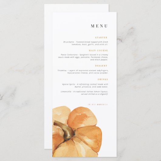 verjaardagsmenu | Celebration menu | THANKSGIVING (Voorkant / Achterkant)