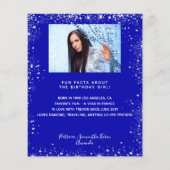 Verjaardagsmenu koninklijk blauw glitter leuke wee flyer (Achterkant)