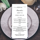 Verjaardagsmenu wit zwart elegant reclamekaart