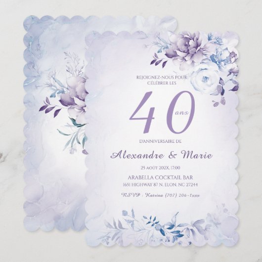 Verjaardagsmodel 40 jaar Lavendel Kleur Kaart (Voorkant / Achterkant)