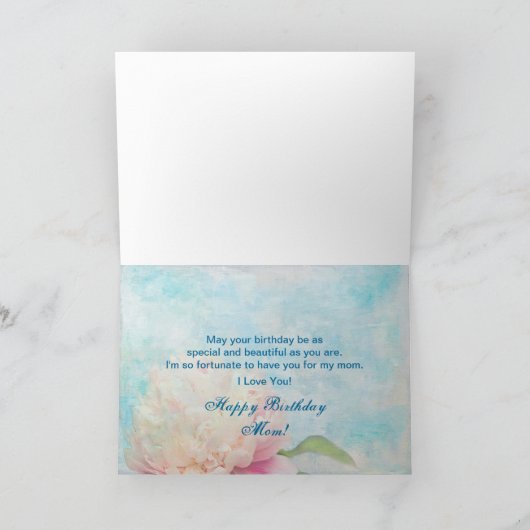 Verjaardagsmoeder - Peony Flower Close-up Kaart (Binnen)