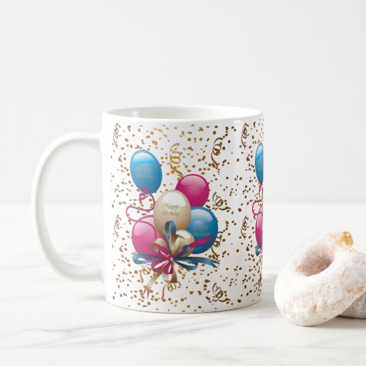 Verjaardagsmokballonnen Koffiemok (Met donut)