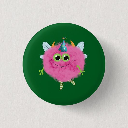 Verjaardagsmonster vol charme ronde button 3,2 cm (Voorkant)