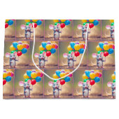 Verjaardagsmuis met ballonnen groot cadeauzakje (Voorkant)