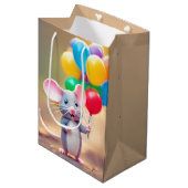 Verjaardagsmuis met ballonnen medium cadeauzakje (Voorkant Gekanteld)