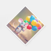 Verjaardagsmuis met ballonnen servet (Hoek)