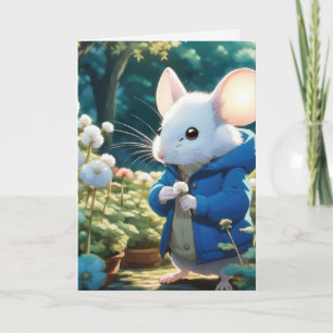Verjaardagsmuis met bloem kaart