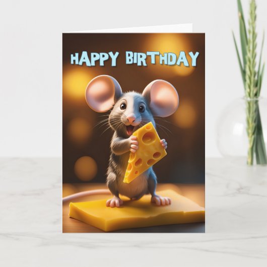 Verjaardagsmuis met kaas kaart (Voorkant)