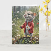Verjaardagsmuis met paardenbloem kaart (Gele Bloem)