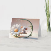 Verjaardagsmuis op een Daisy Swing Kaart (Voorkant)