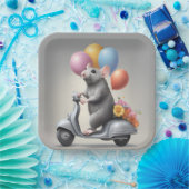 Verjaardagsmuis op een scooter papieren bordje (Feest)