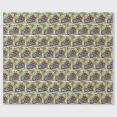 Verjaardagsmuis op motor cadeaupapier (Vlak)