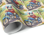 Verjaardagsmuis op motor cadeaupapier (Rol Hoek)