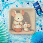 Verjaardagsmuizen met cupcake papieren bordje (Feest)