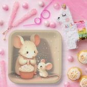 Verjaardagsmuizen met cupcake papieren bordje (Feest)